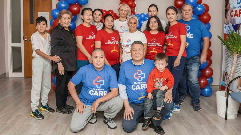 Novamed Urgent Care's milestone celebration with the Consul General of Kyrgyzstan and community leaders. Dedicated service and cultural ties.